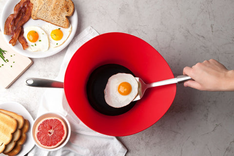 Frywall folded for compact storage after cooking