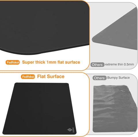 Fsdfskoi silicone mat dual surface with glossy side for grip and matte side to prevent sticking.
