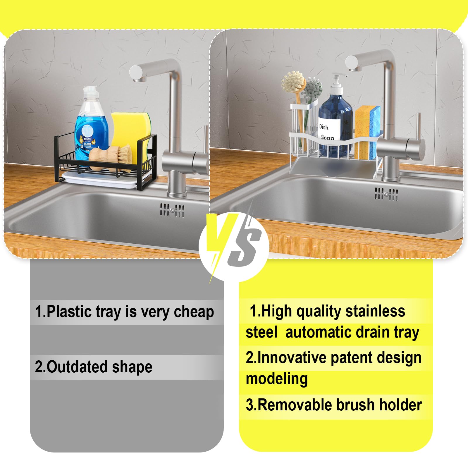 Fssvcd Maifan sink caddy anti-slip base prevents movement.
