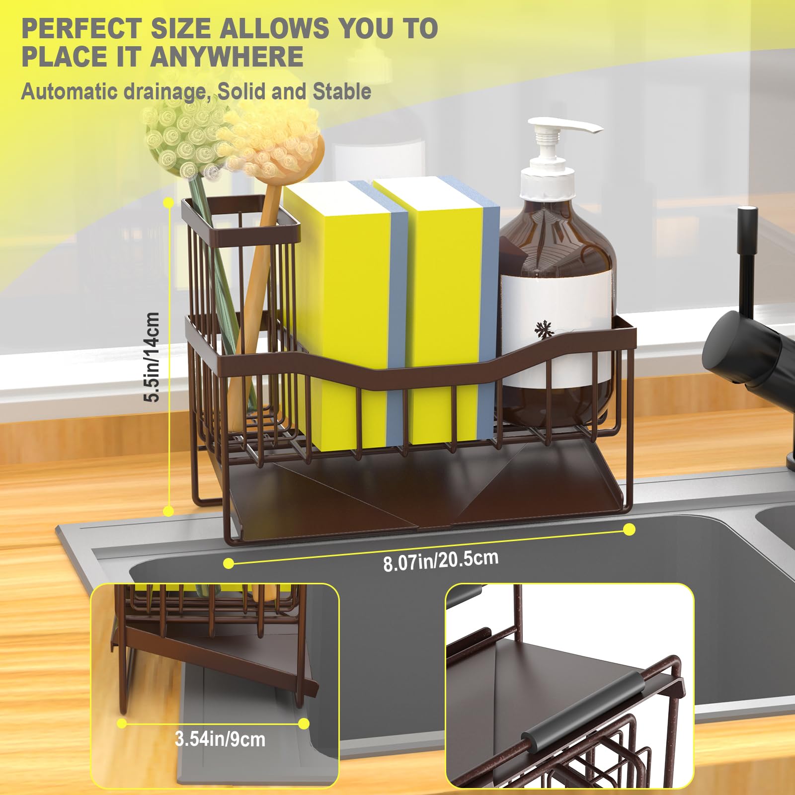 Fssvcd Maifan sink caddy compact size fits small kitchens neatly.