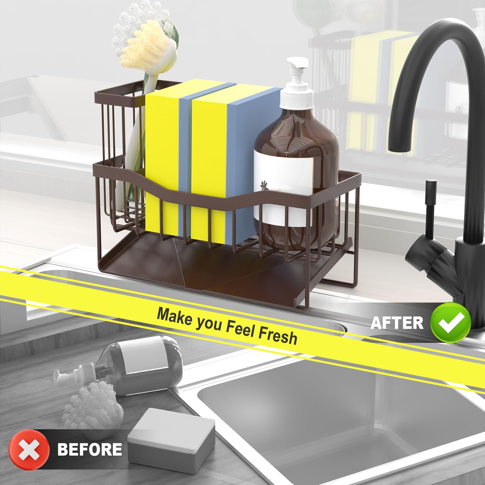 Fssvcd Maifan sink caddy countertop organizer for detergent bottles and sponges.