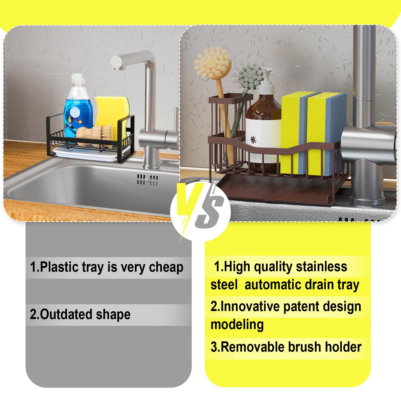 Fssvcd Maifan sink caddy rustproof stainless steel design for long-lasting use.