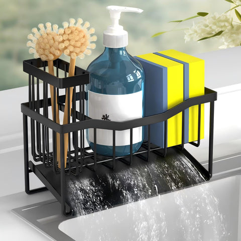 Fssvcd Maifan sink caddy with sponge holder, top view keeping sponges dry and accessible.