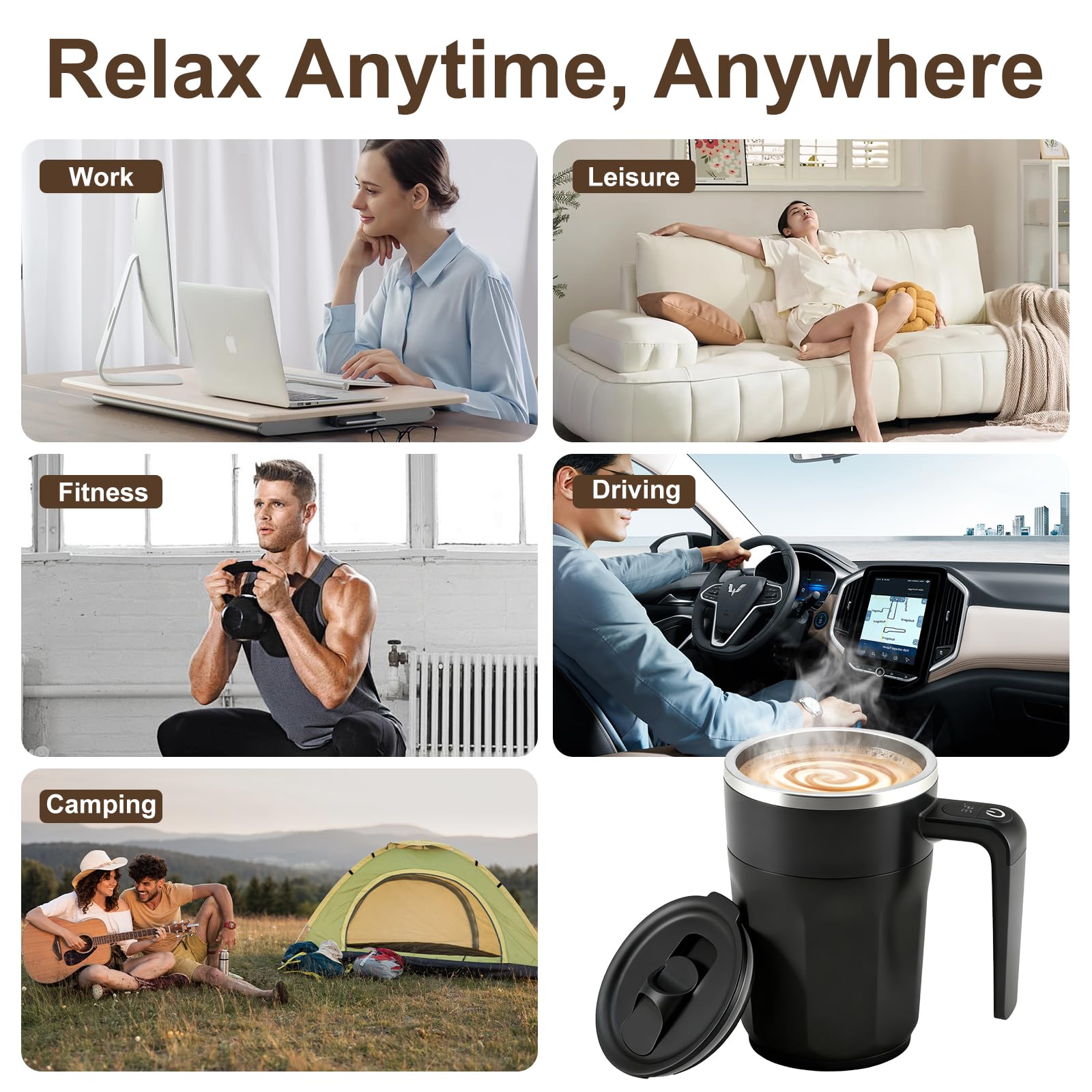 Ftutom compact design fits car cup holders and desks
