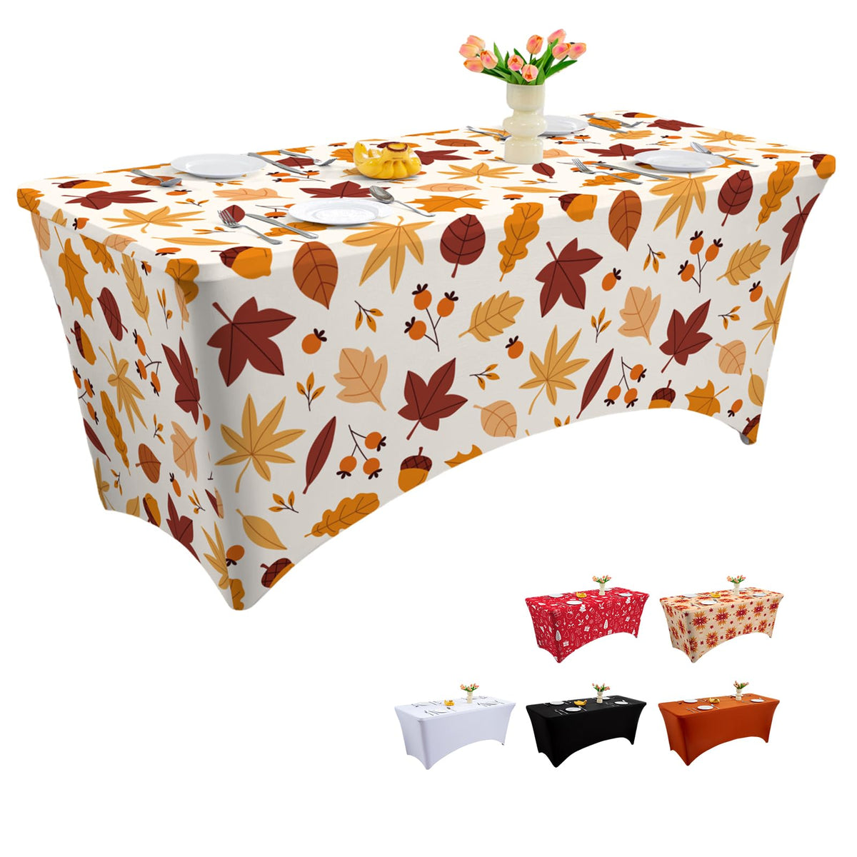 FUANGUI rectangle tablecloth with elastic edge close-up showing secure fit for events