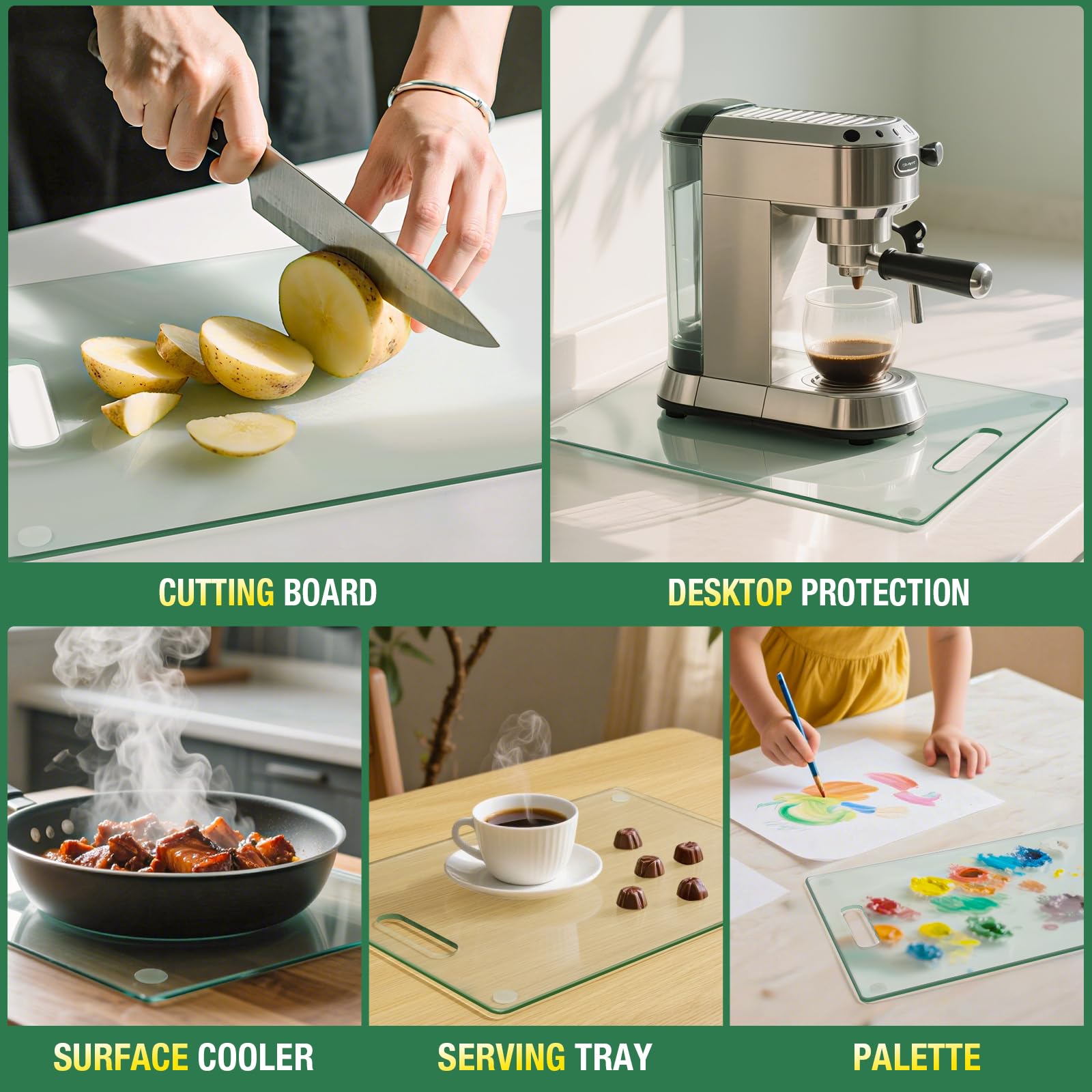 FUOAUYK dishwasher-safe glass cutting board for quick cleanup