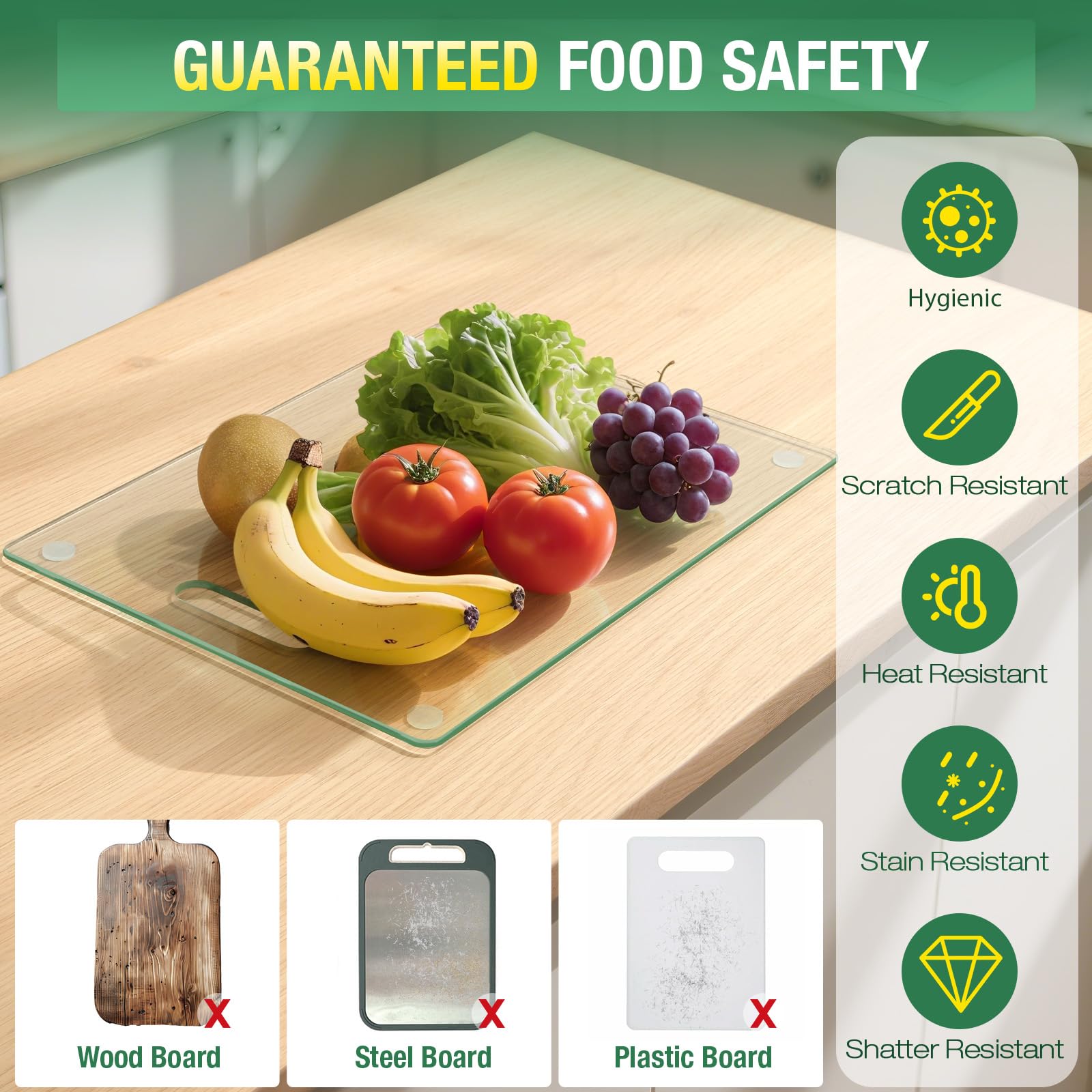 FUOAUYK cutting board with non-slip feet maintains stability