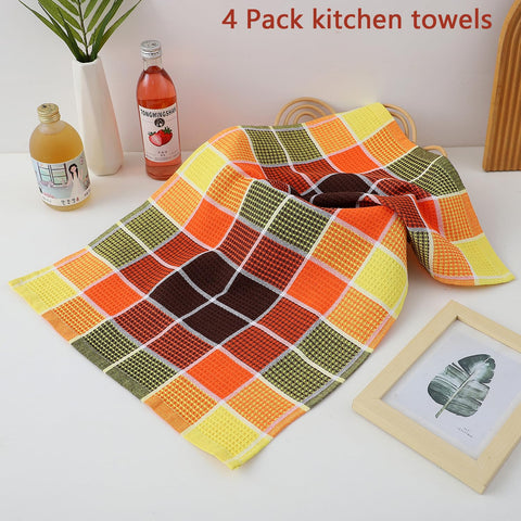Fucibt buffalo check towels in a drying demo, compact kitchen essential