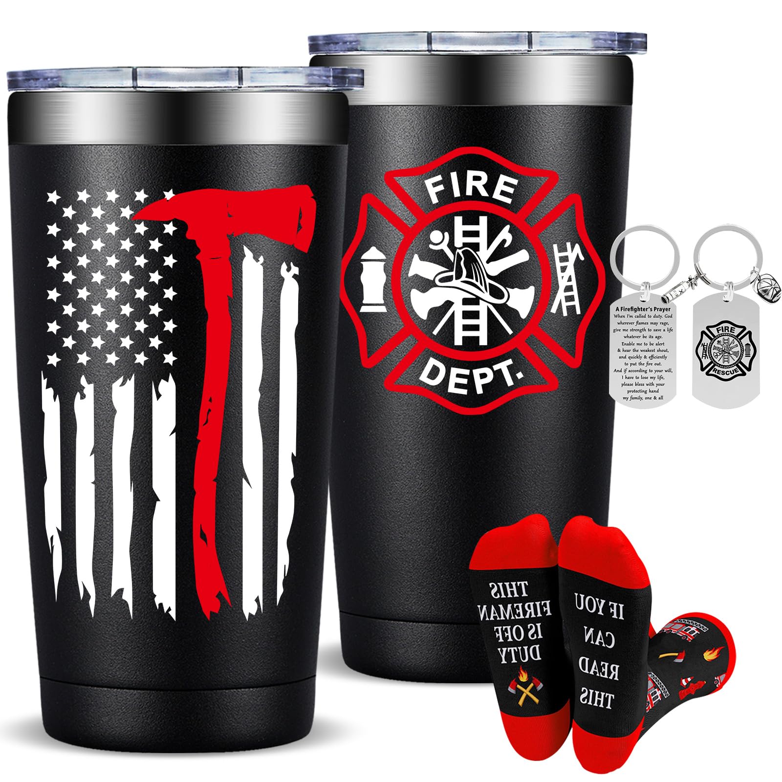 Fufandi firefighter tumbler front view highlights durable stainless steel for daily use