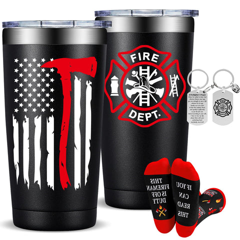 Fufandi firefighter tumbler front view highlights durable stainless steel for daily use