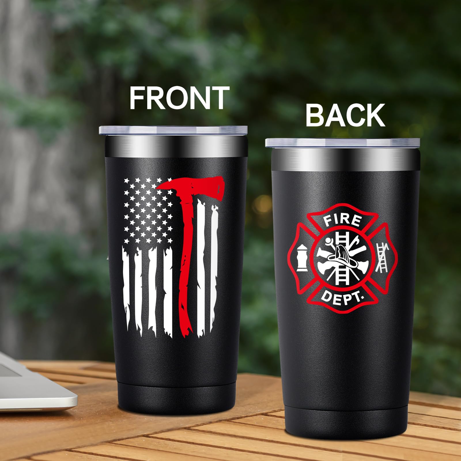 Fufandi firefighter tumbler in use during a coffee break