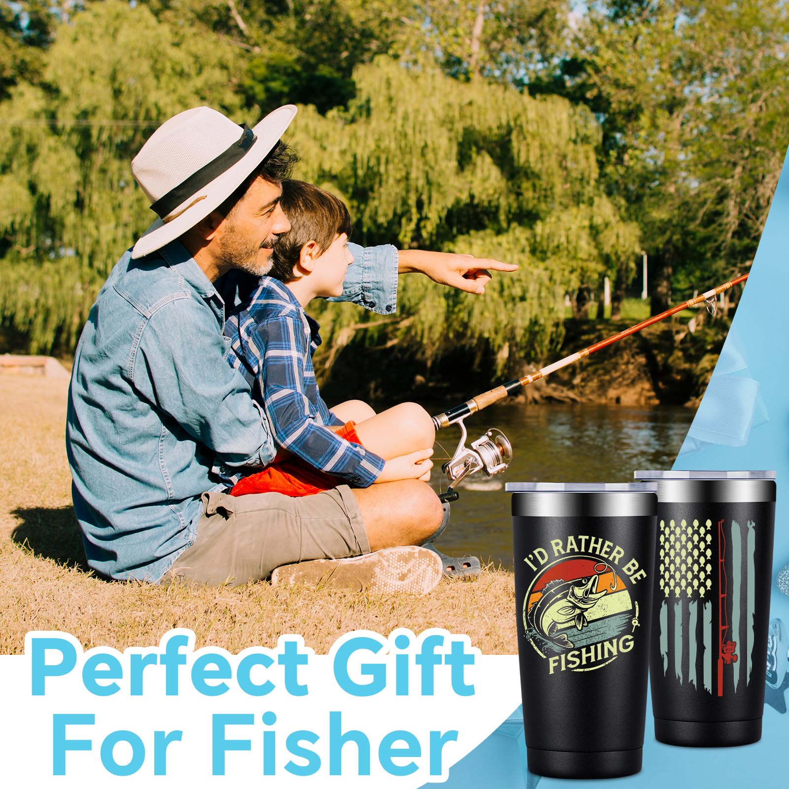 Fufandi fishing gift unboxing showing a durable tumbler for outdoors.