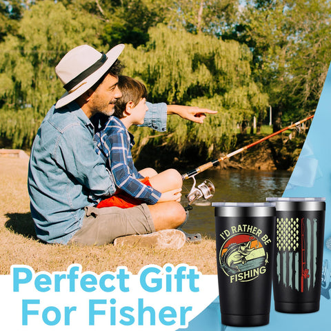 Fufandi fishing gift unboxing showing a durable tumbler for outdoors.