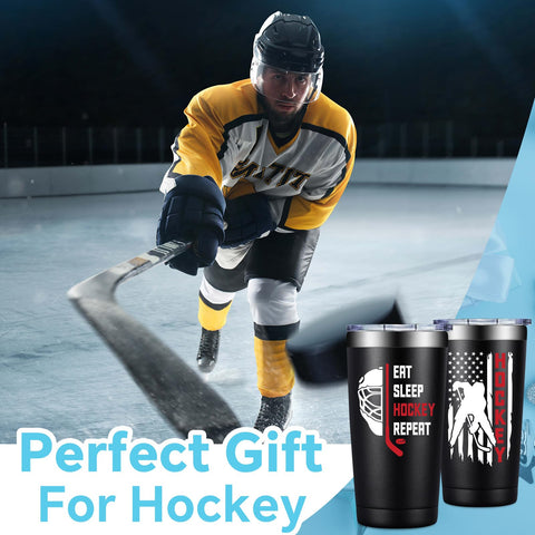 Fufandi hockey tumbler side view, fits cup holders for on the go days