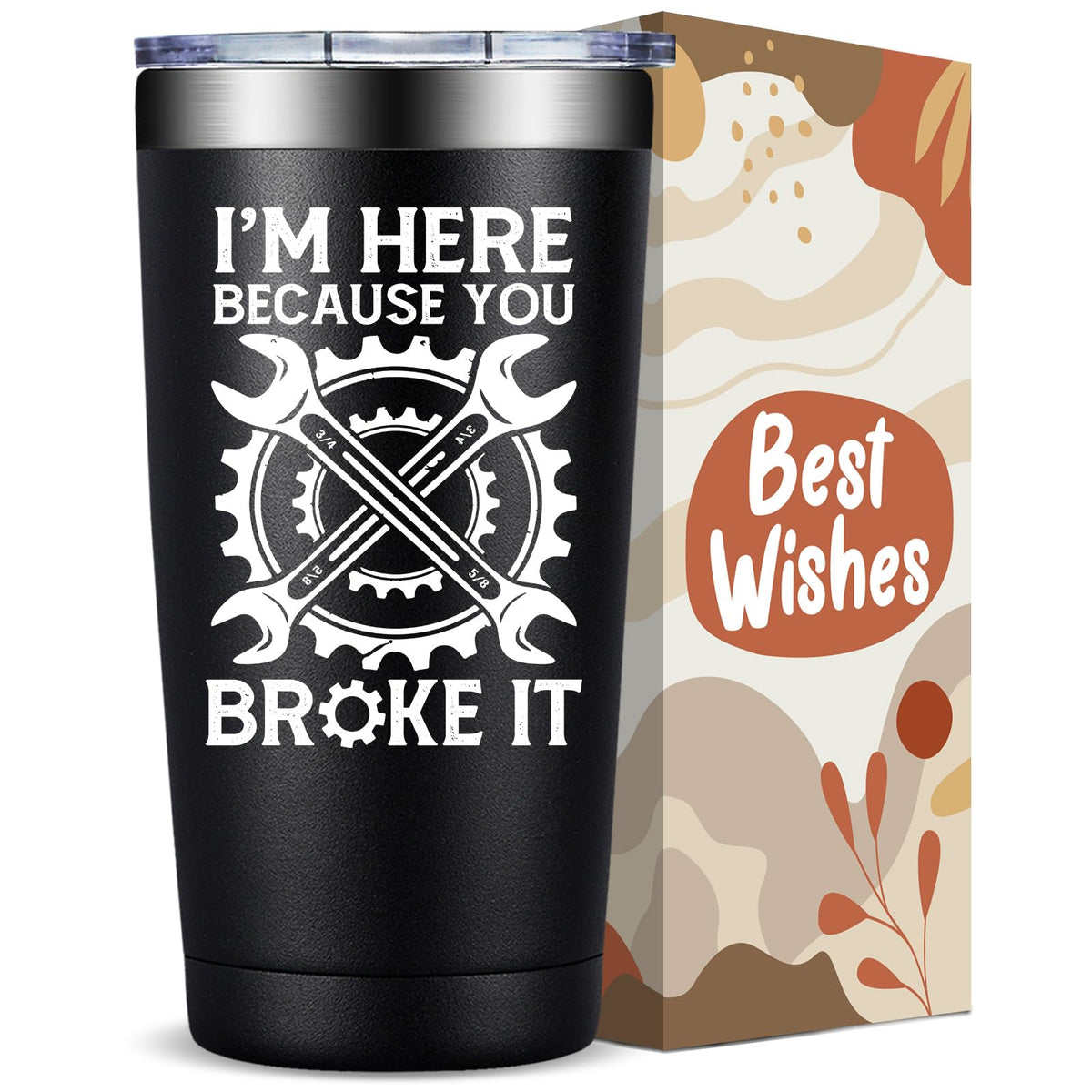 Fufandi 20oz tumbler front view shows premium steel and spill protection
