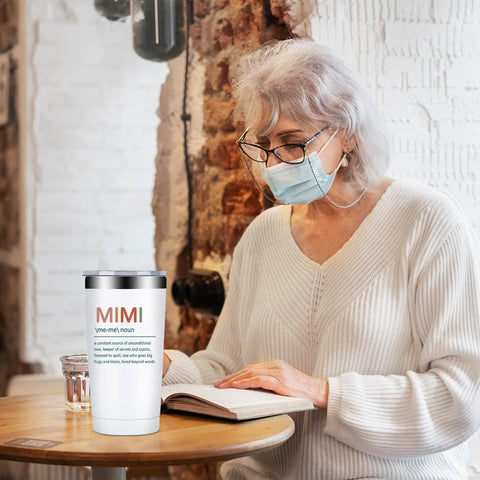 Fufandi Mimi Gifts tumbler side-by-side with drink shows versatility.