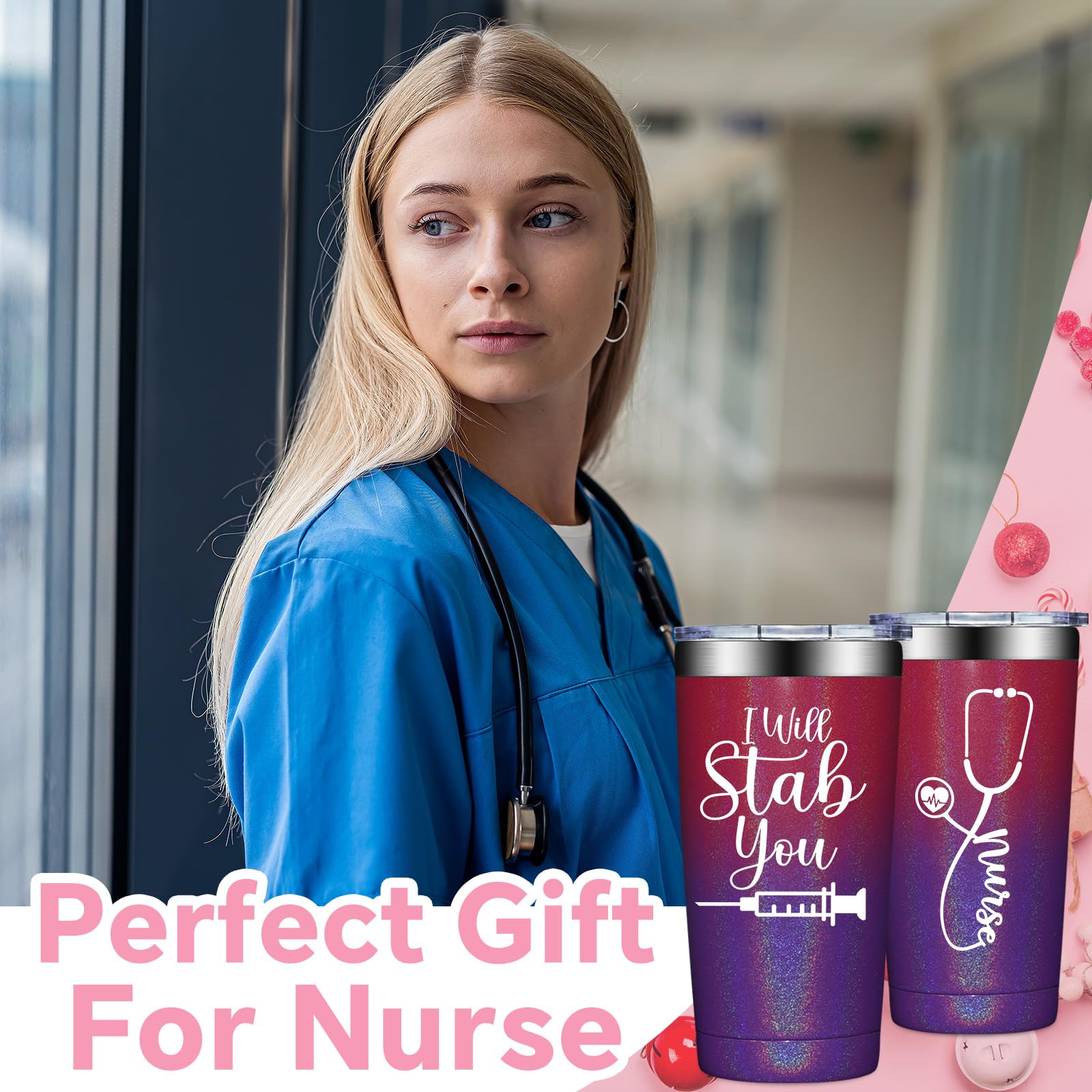 Fufandi nurse gifts tumbler side view showcases durable stainless steel body