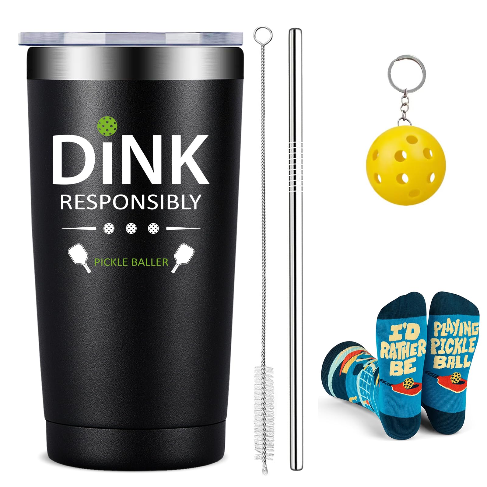 Fufandi 20oz pickleball tumbler front view for daily play and gifting