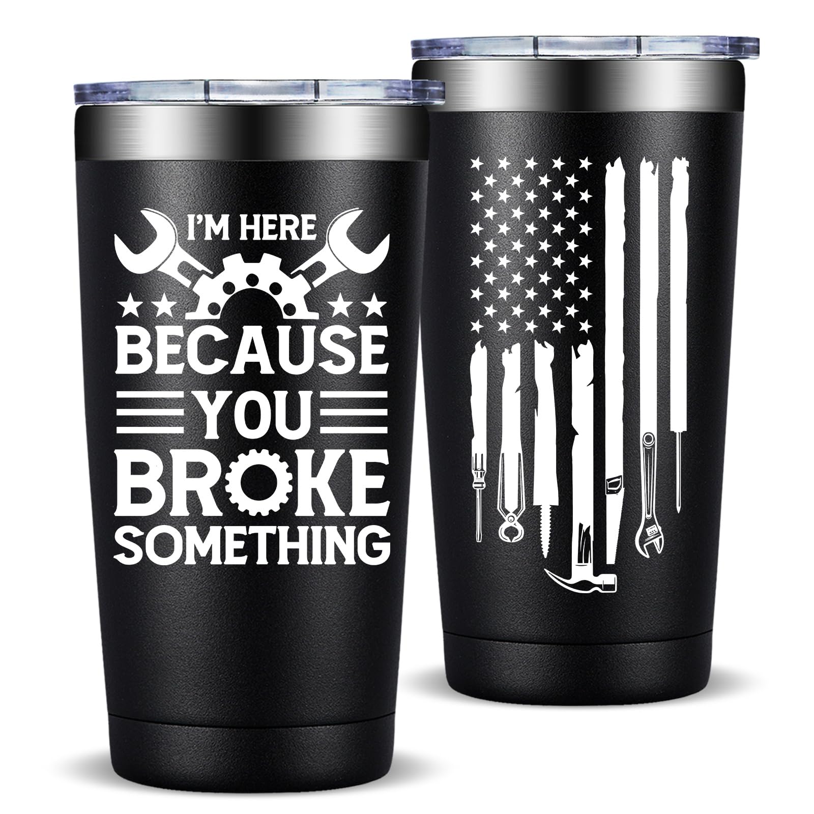 Fufandi 20oz tumbler for mechanics keeps drinks cold or hot on the job.