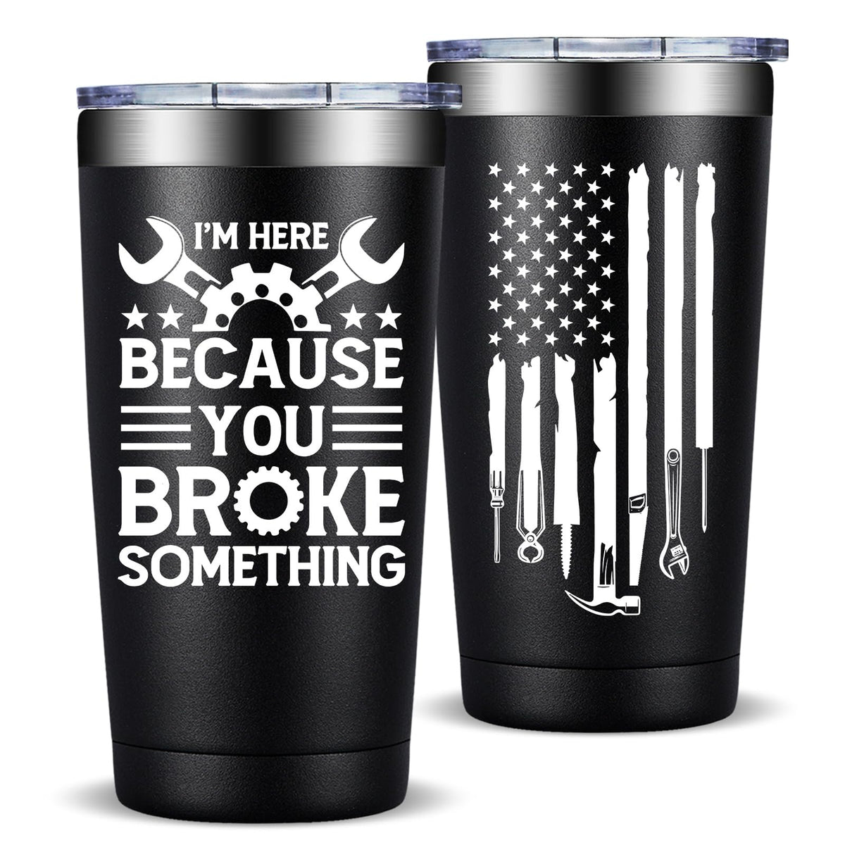 Fufandi 20oz tumbler for mechanics keeps drinks cold or hot on the job.
