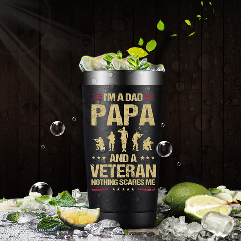 Fufandi Veteran Gifts hot-cold compatibility keeps beverages at ideal temps anywhere.