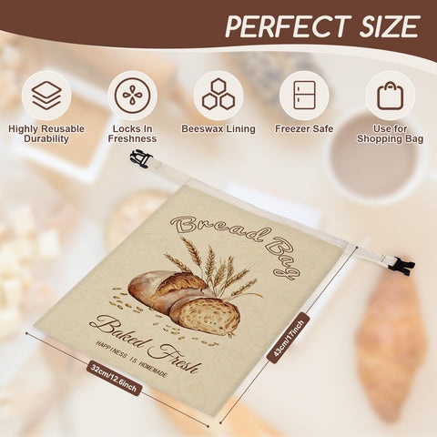 Fufeisi beeswax bread bags breathable lining preserves crust and crumb.