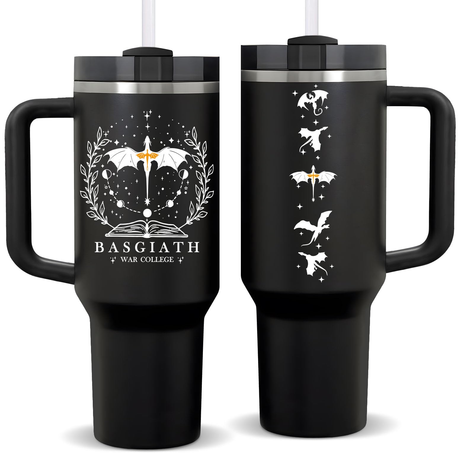 Fufendio Fourth Wing 40oz tumbler with dragon art for fantasy readers