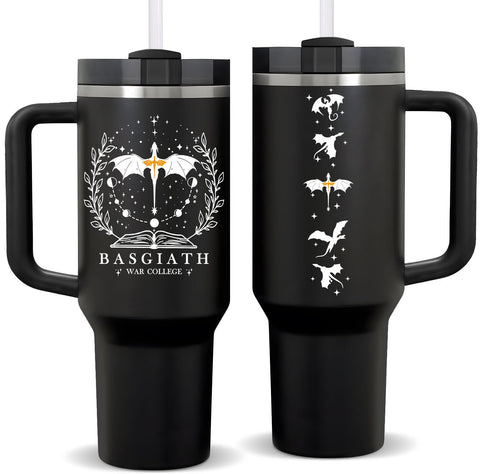 Fufendio Fourth Wing 40oz tumbler with dragon art for fantasy readers