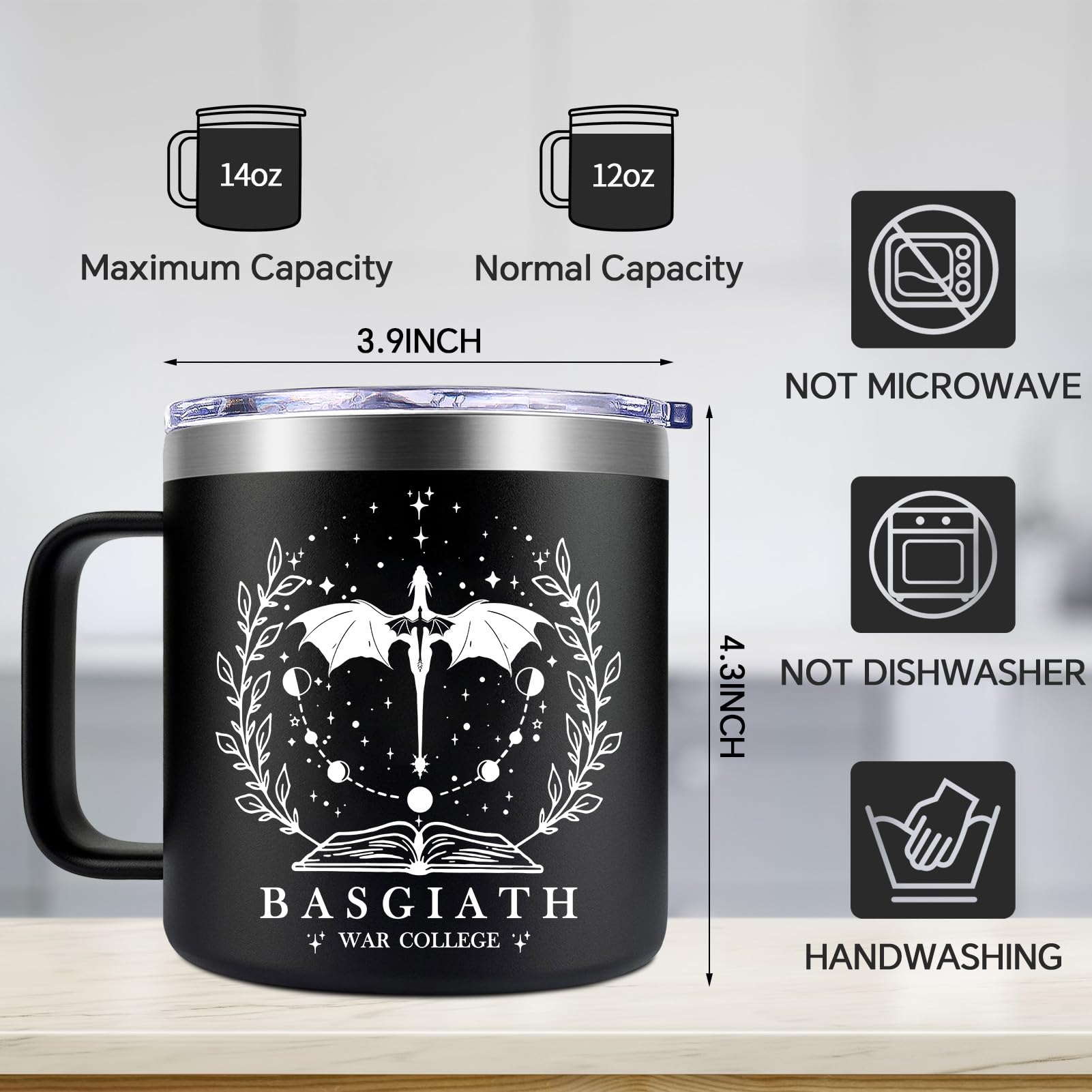 Fufendio Fourth Wing mug featuring a mystical landscape dragon scene