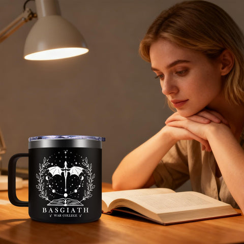 Fufendio Fourth Wing mug outdoors for beach or hiking adventures
