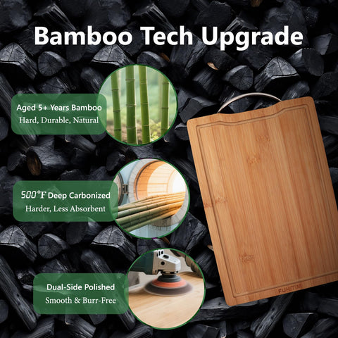 FUHITIM Bamboo Cutting Board Serving Tray ideal for charcuterie and cheese.