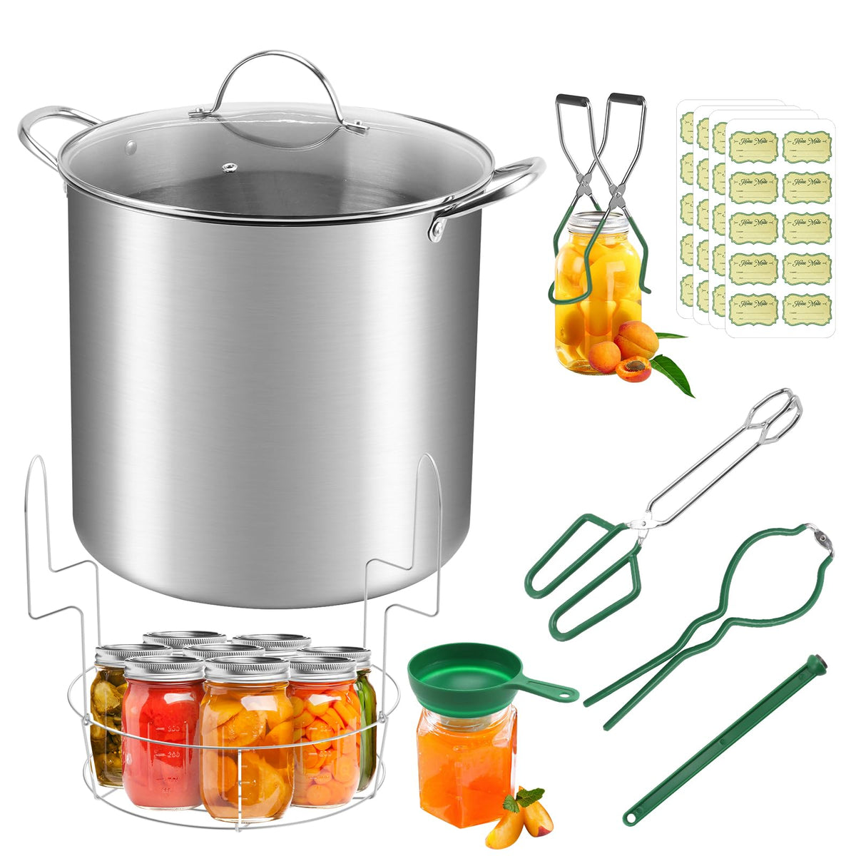 Fulgutonit 21.5 qt canning pot with glass lid for durable home preserving.