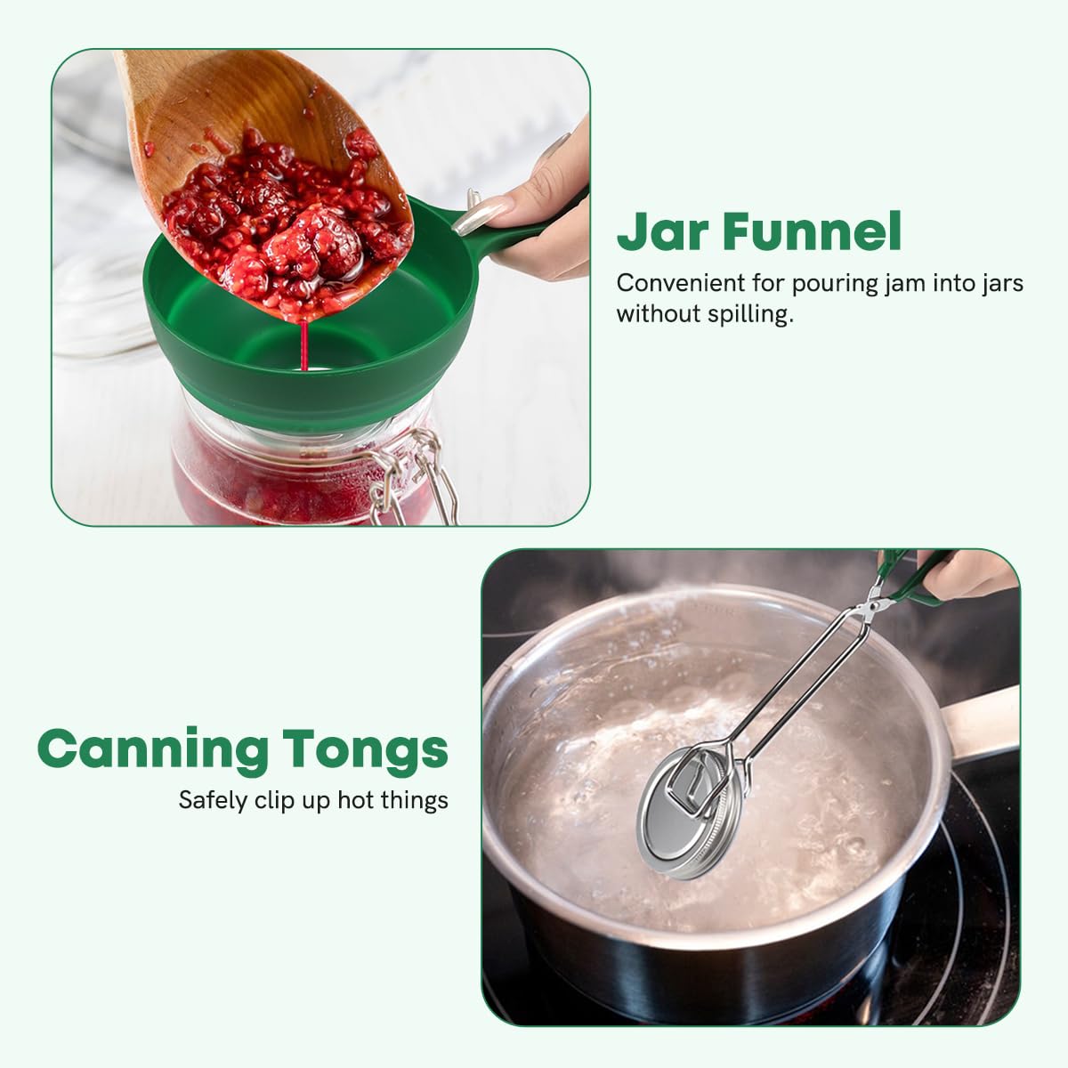 Fulgutonit jar funnel helps mess-free filling of jars.