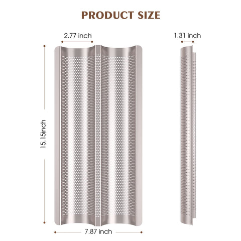 Fulimax baguette pan fits two loaves, boosting oven capacity for gatherings.