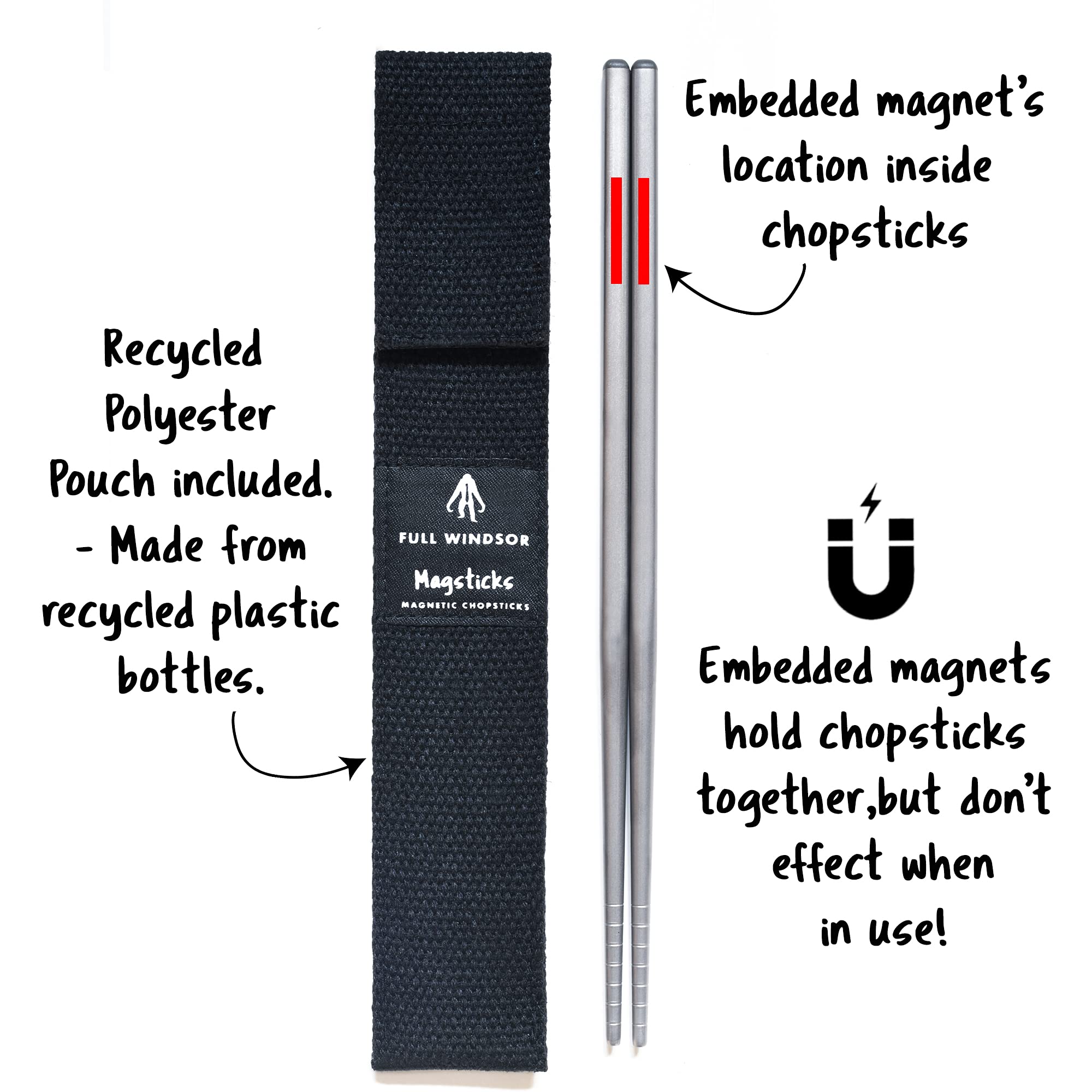 Full Windsor Magsticks nine-inch titanium chopsticks offer lightweight handling for cooking and dining.