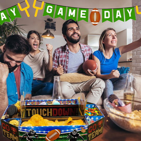 Fullhawl football party setup demonstrates easy, glue-free assembly.