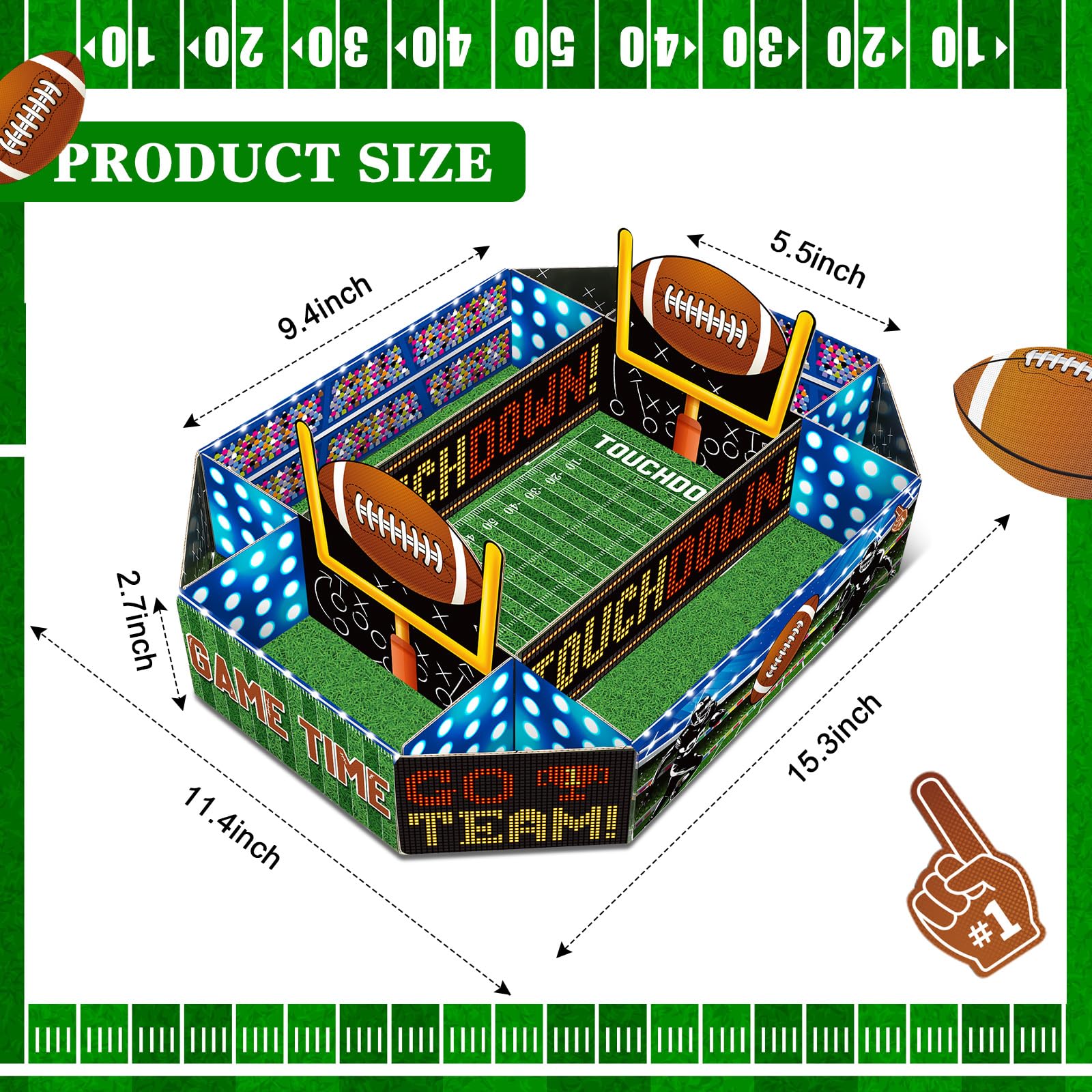Fullhawl football snack tray compartments close-up shows durable corrugated construction.
