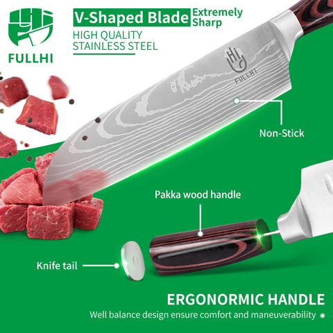 FULLHI 8-inch slicing knife ideal for even cuts of meat and produce