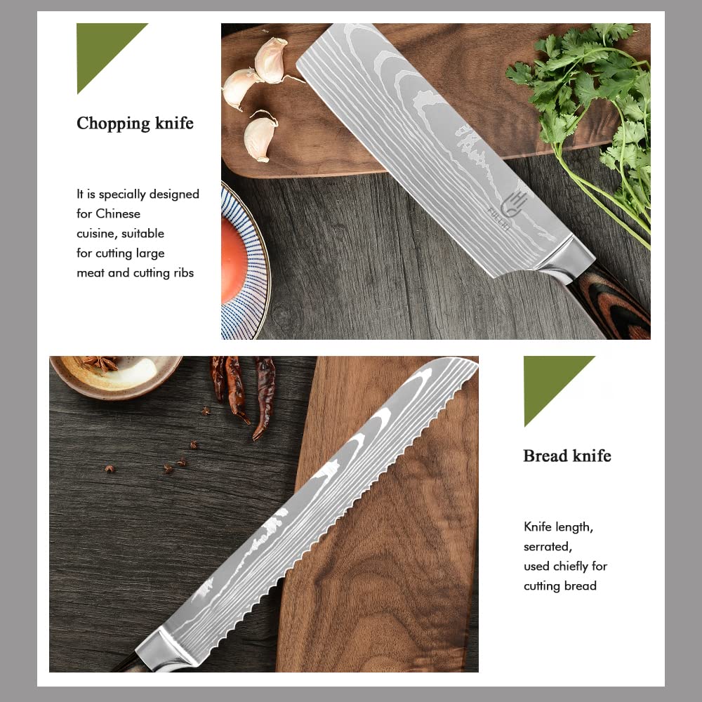 FULLHI walnut block protects blades when not in use.