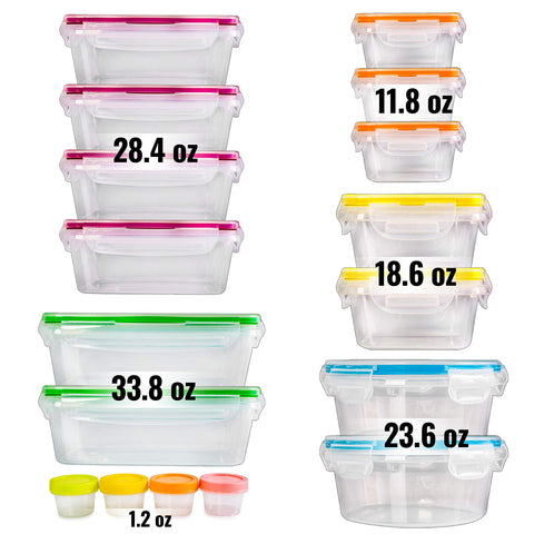 Fullstar 28-4oz rectangular containers with lids for portion control and fridge organization