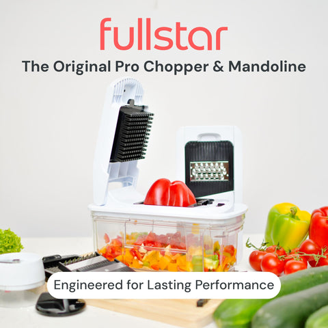 Fullstar 5-cup vegetable chopper with container keeps prep neat