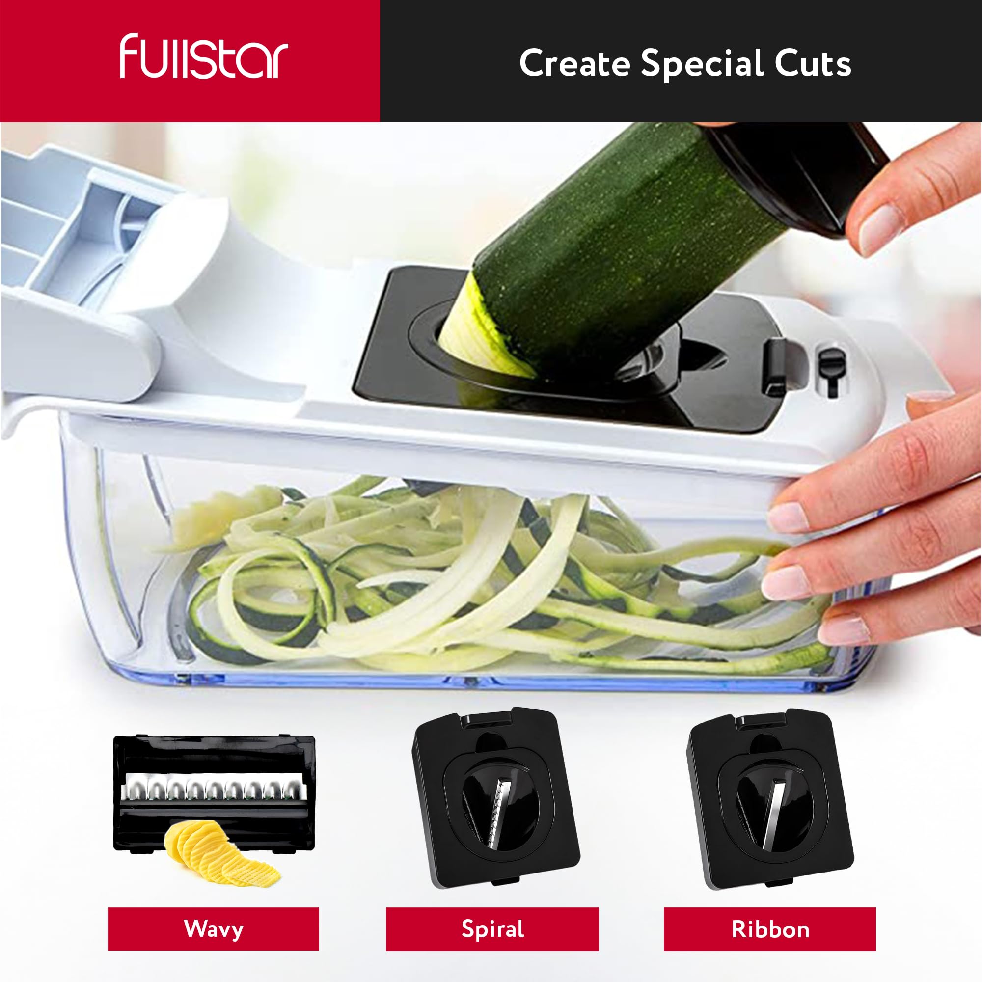 Fullstar blade organizer stores sharp blades safely between uses.