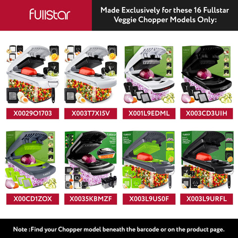 Fullstar stainless steel blades highlight durability and easy cleaning.