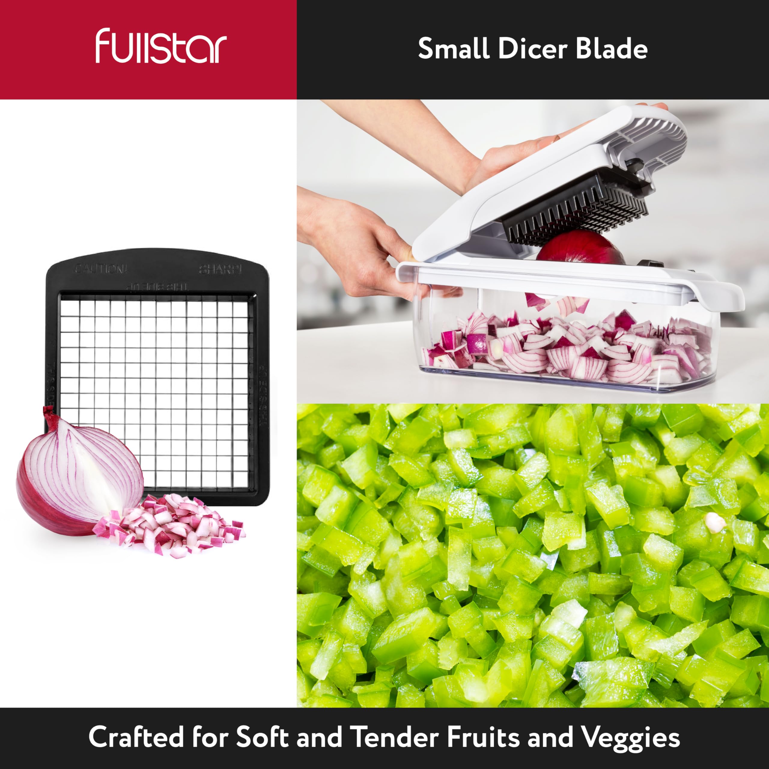 Fullstar closeup blades sharpness for precise slicing.