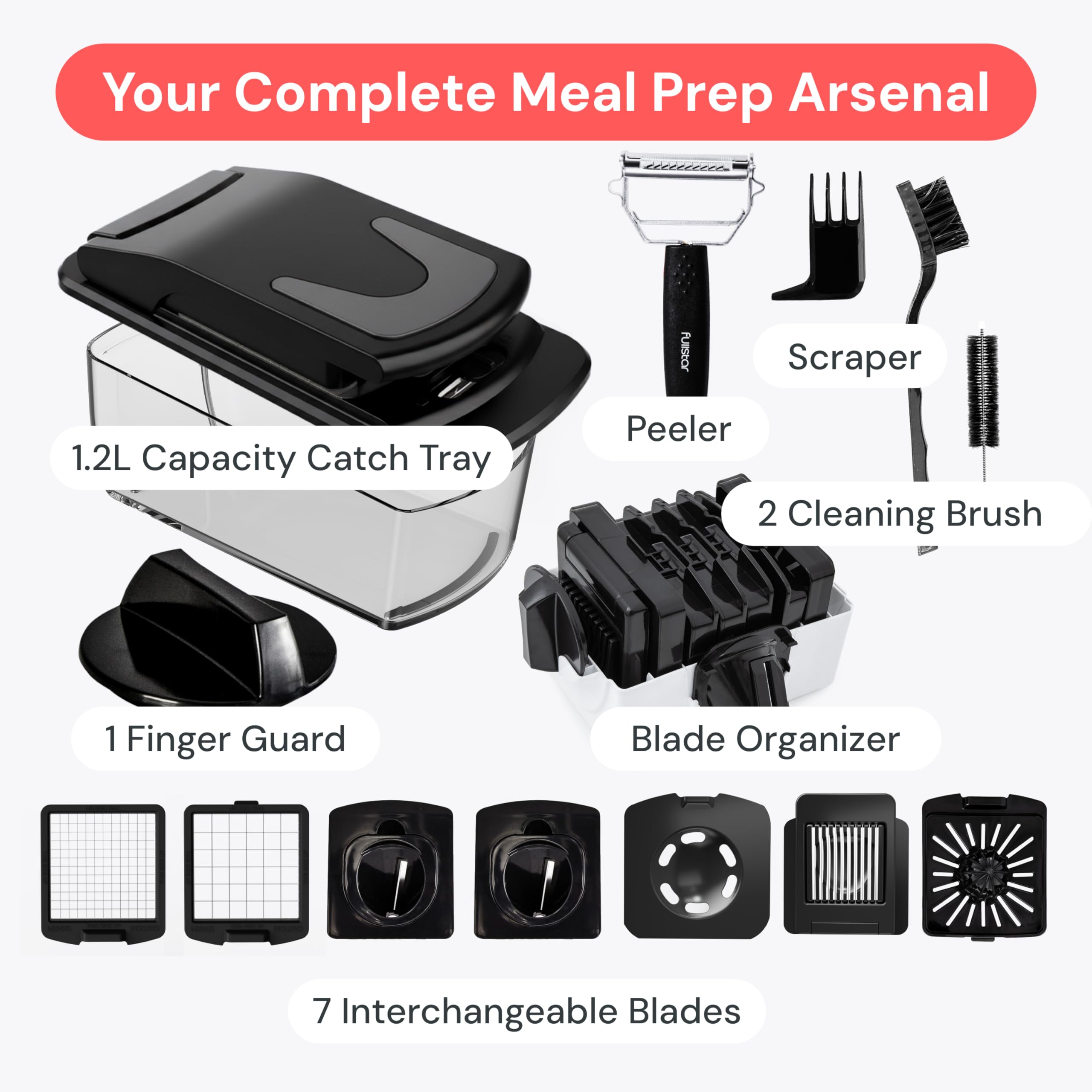 Fullstar dishwasher-safe top rack simplifies cleaning after cooking.