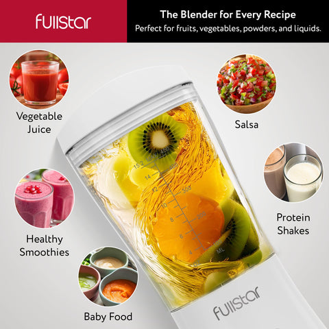 Fullstar four-blade stainless steel for smooth texture.