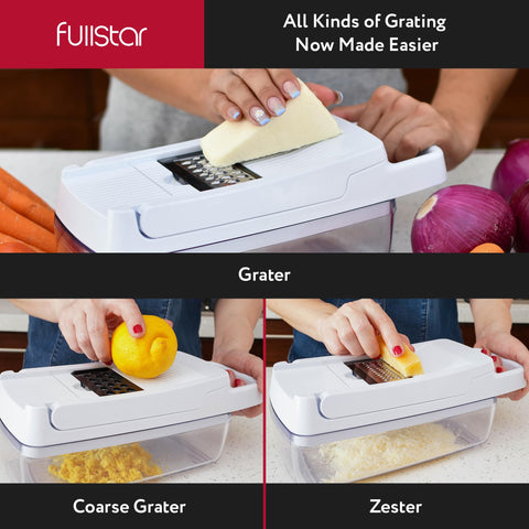 Fullstar large 1.55L tray catches chopped ingredients for easy transfer.