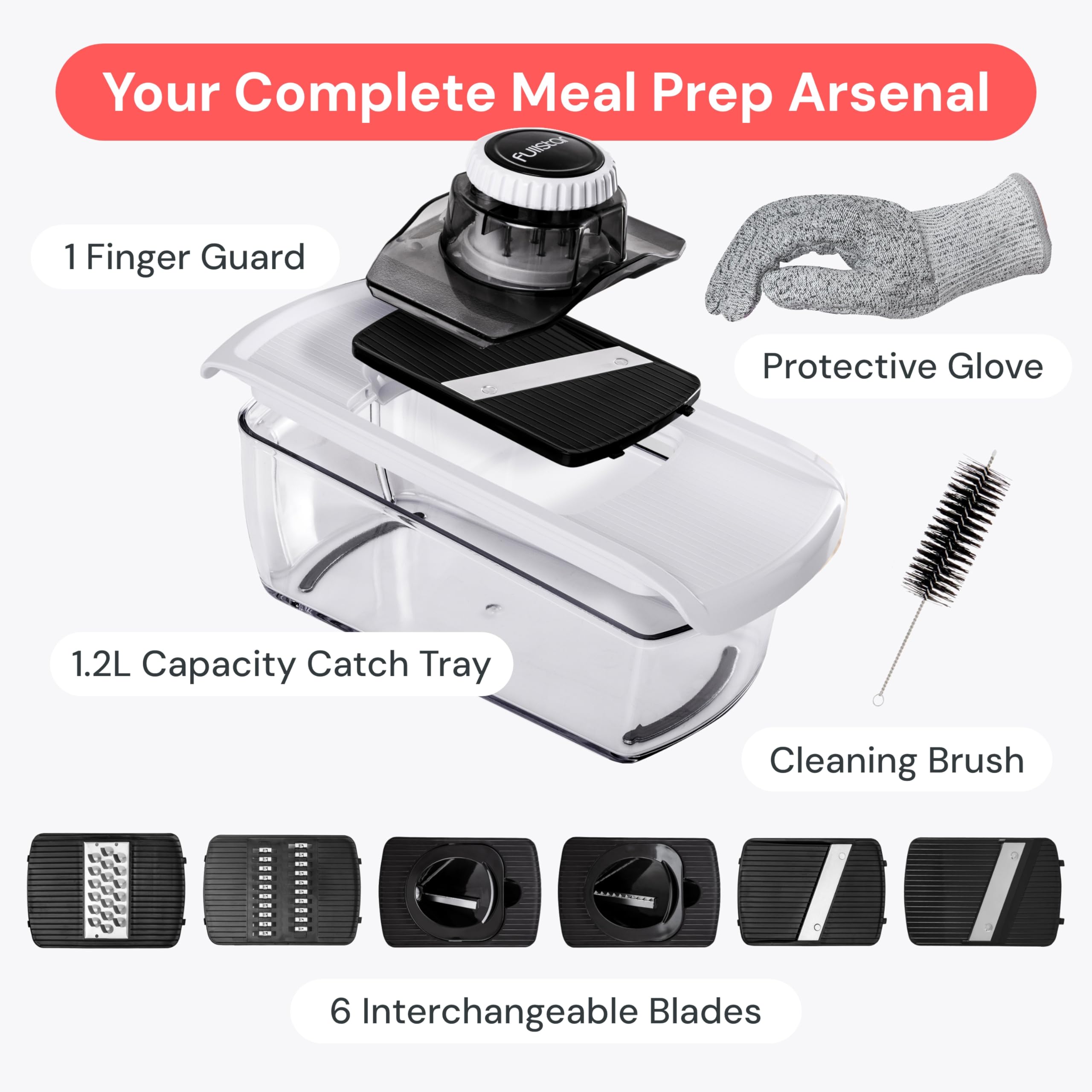 Fullstar compact design stores neatly and is dishwasher-safe.