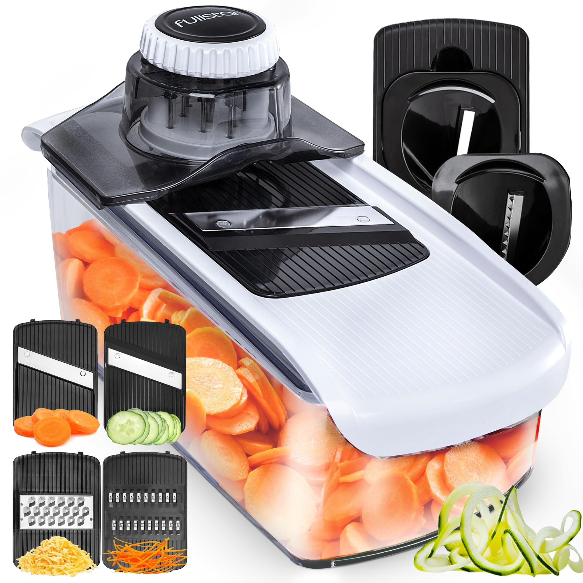 Fullstar mandoline slicer with six blades for precise vegetable prep