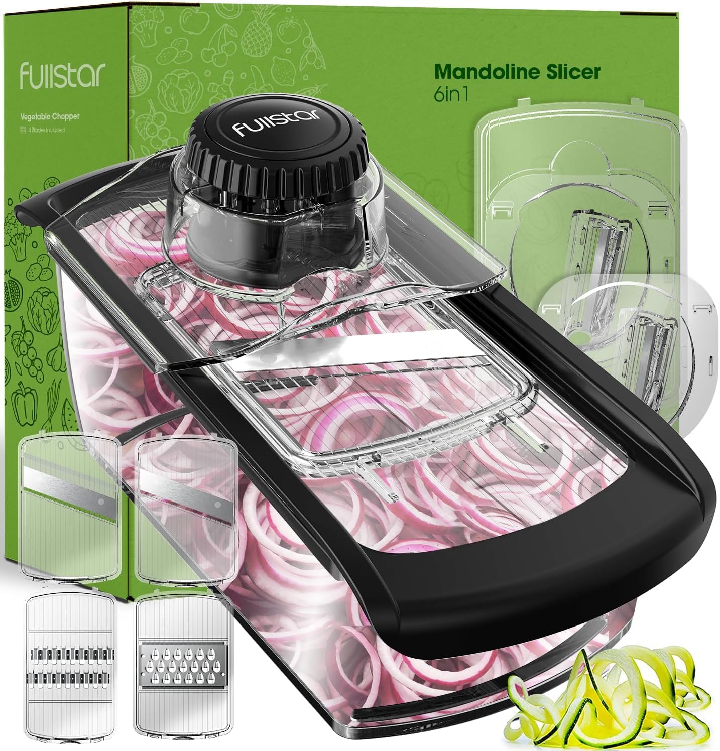 Fullstar mandoline slicer with six blades for versatile kitchen prep.
